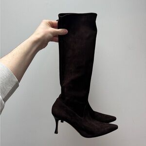 Manolo Blanik chocolate brown Knee-High suede boots